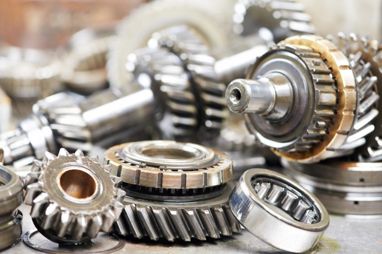 Close-up of automobile engine gears