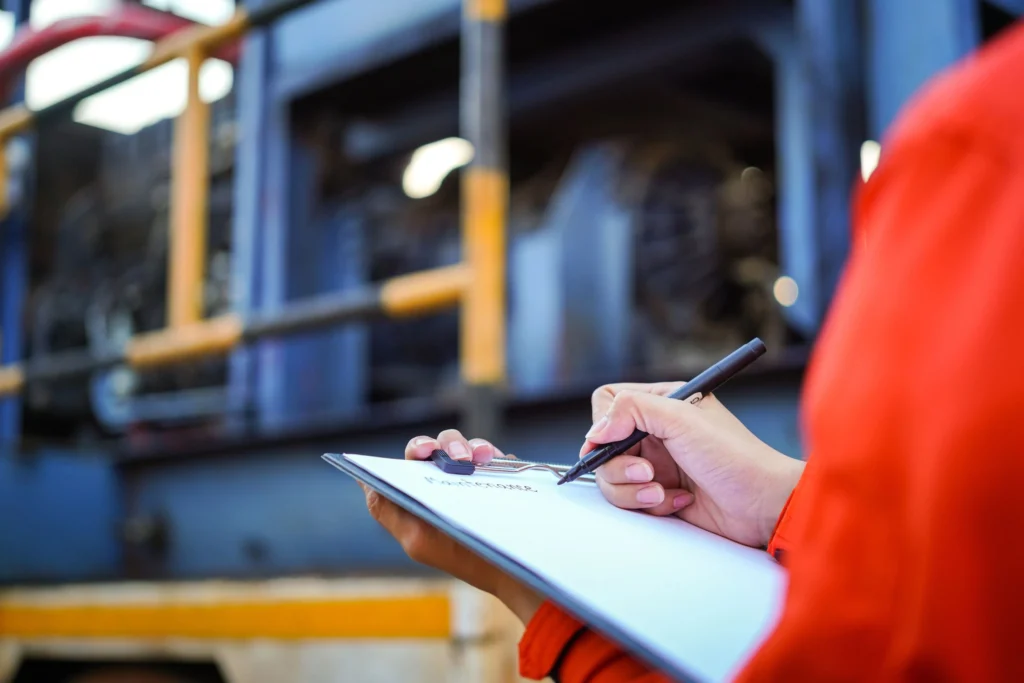 Technician performing preventive maintenance on industrial machinery