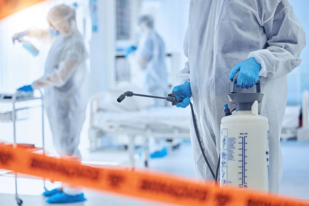 ISO 14644 Cleanroom Compliance training focusing on cleaning protocols and contamination control procedures to maintain cleanroom standards and meet ISO requirements